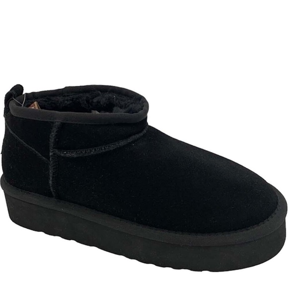 New Lamo Water Resistant Suede Platform Boots Ellie Ankle Bootie Black Cozy - Picture 7 of 10